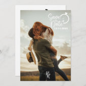 Volledig fotoontwerp met modern script save the date (Voorkant / Achterkant)