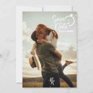 Volledig fotoontwerp met modern script save the date