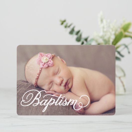 Volledig fotoscript | Baptisme-uitnodiging Kaart (Staand voorkant)