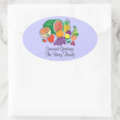 Volledig fruitig_Cornucopia_Gepersonaliseerd Ovale Sticker (Tas)