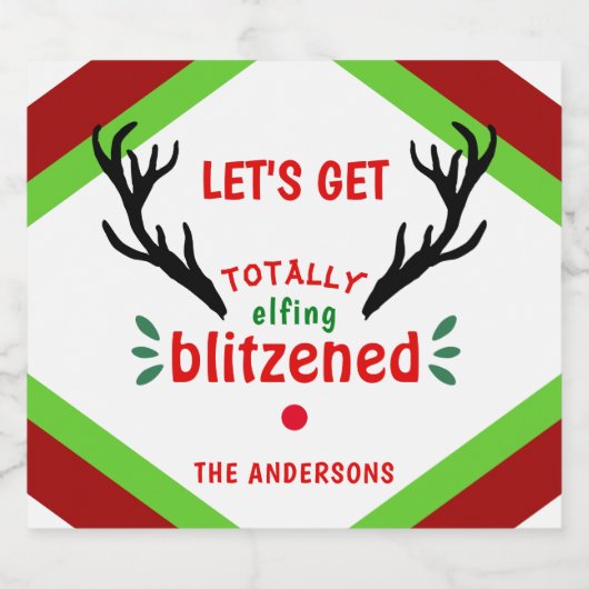 Volledig geblazen Grappige rendieren kerst vrolijk Bier Etiket (Enkel label)