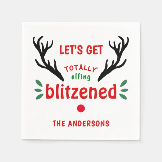 Volledig geblazen Grappige rendieren kerst vrolijk Servet (Voorkant)