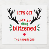 Volledig geblazen Grappige rendieren kerst vrolijk Sparkling Wijnetiket (Enkel label)