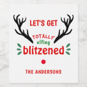 Volledig geblazen Grappige rendieren kerst vrolijk Wijn Etiket (Enkel label)