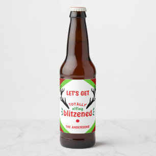 Volledig geblitzened Funny Reindeer Kerstmis Cheer Bier Etiket
