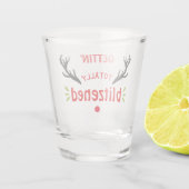 Volledig geblitzened Funny Reindeer Kerstmis Cheer Shot Glas (Achterkant)