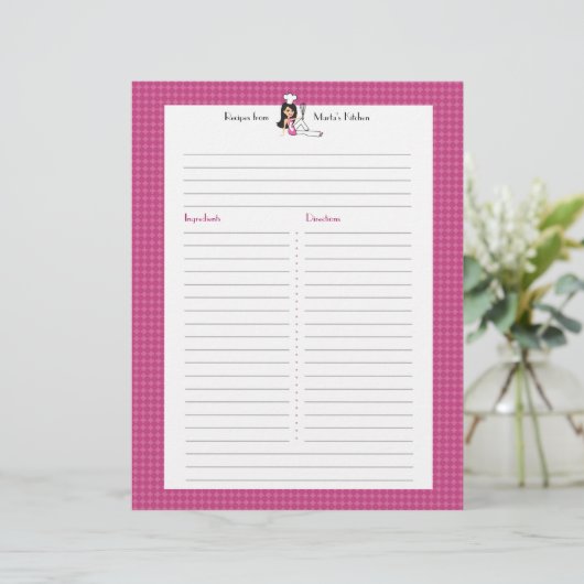 Volledig geïllustreerd Recipe Page Custom Letterhe (Staand voorkant)