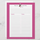 Volledig geïllustreerd Recipe Page Custom Letterhe (Voorkant / Achterkant)