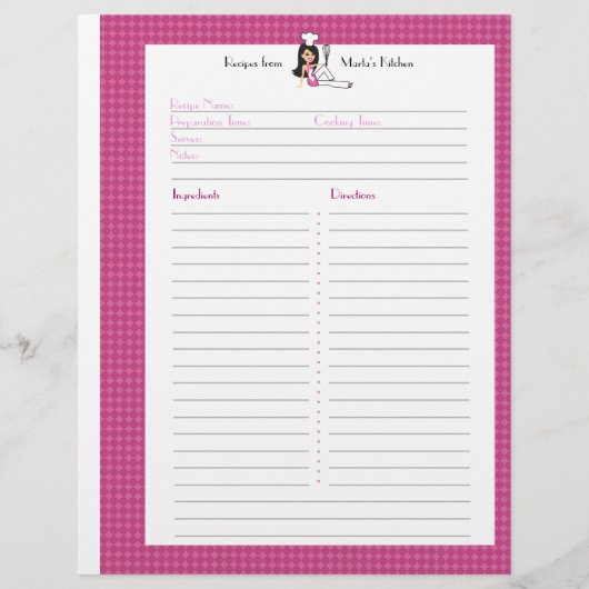 Volledig geïllustreerde Recipe Pagina voor de Gebr (Voorkant)