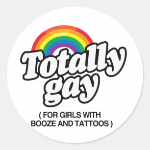 VOLLEDIG GEK OP MEISJES MET TATTOO'S -.png Ronde Sticker