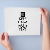 Volledig Gepersonaliseerd KEEP CALM en UW TEKST Flyer (Hand)