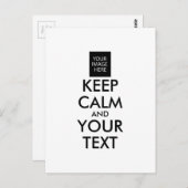 Volledig Gepersonaliseerde KEEP CALM en JOUW TEKST Briefkaart (Voorkant / Achterkant)