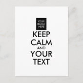 Volledig Gepersonaliseerde KEEP CALM en JOUW TEKST Briefkaart (Voorkant)
