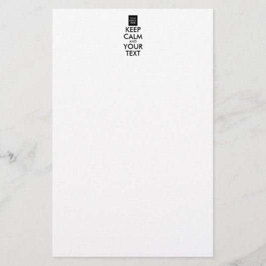 Volledig Gepersonaliseerde KEEP CALM en JOUW TEKST Briefpapier (Voorkant)