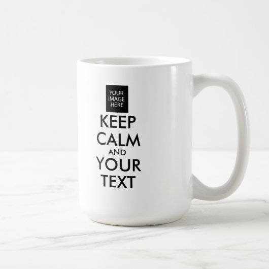 Volledig Gepersonaliseerde KEEP CALM en JOUW TEKST Koffiemok (Rechts)