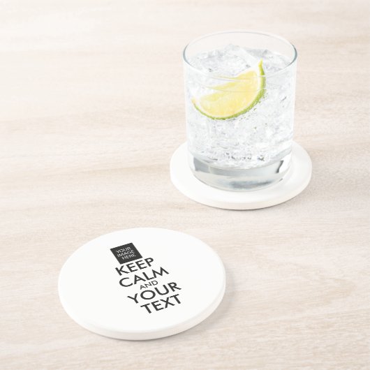 Volledig Gepersonaliseerde KEEP CALM en JOUW TEKST Zandsteen Onderzetter (Zijkant)