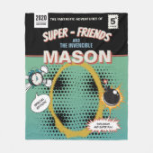 Volledig gepersonaliseerde Retro Comic Superheld Fleece Deken (Voorkant)