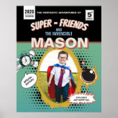 Volledig gepersonaliseerde Retro Comic Superheld Poster (Voorkant)