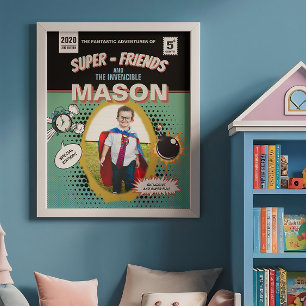 Volledig gepersonaliseerde Retro Comic Superheld Poster