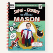 Volledig Gepersonaliseerde Retro Strip Superheld T Notitieboek (Voorkant)