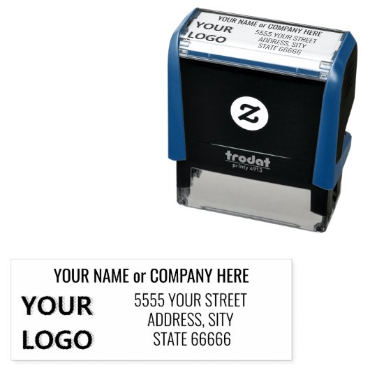 Volledig gepersonaliseerde stempel naam adres logo (In situ)