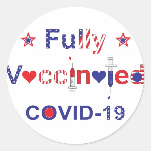 Volledig gevaccineerd COVID-19 in sterren en strip Ronde Sticker (Voorkant)
