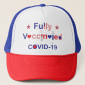 Volledig gevaccineerd COVID-19 in sterren en strip Trucker Pet (Voorkant)