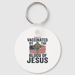 Volledig gevaccineerd door het bloed van Jezus Pat Sleutelhanger