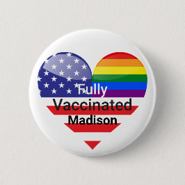 Volledig gevaccineerd hart ronde button 5,7 cm