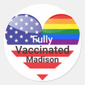 Volledig gevaccineerd hart ronde sticker (Voorkant)