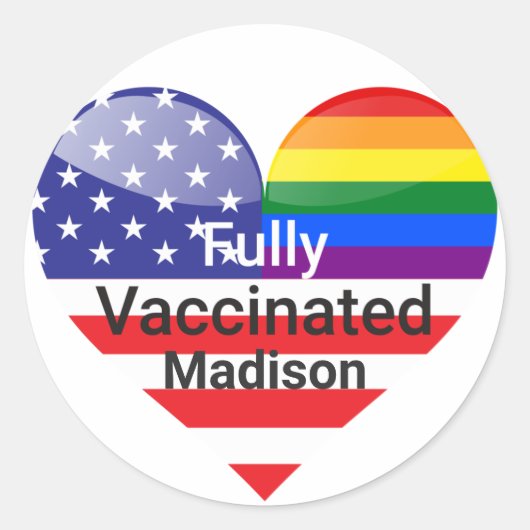 Volledig gevaccineerd hart ronde sticker (Voorkant)