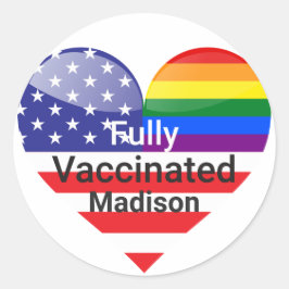 Volledig gevaccineerd hart ronde sticker