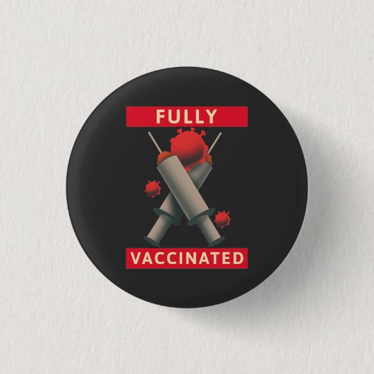 Volledig gevaccineerd - ingeënt ronde button 3,2 cm (Voorkant)