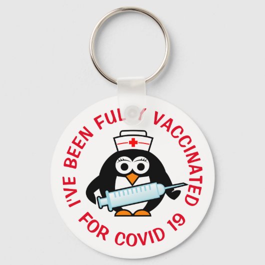 Volledig gevaccineerd tegen het covid coronavirus sleutelhanger (Voorkant)