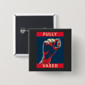 Volledig gevaccineerd vierkante button 5,1 cm (Voorkant /achterkant)