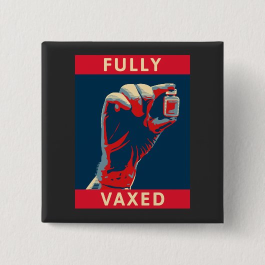 Volledig gevaccineerd vierkante button 5,1 cm (Voorkant)