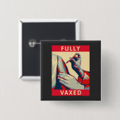Volledig gevaccineerd vierkante button 5,1 cm (Voorkant /achterkant)