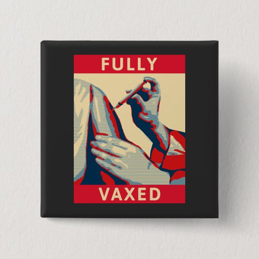 Volledig gevaccineerd vierkante button 5,1 cm (Voorkant)