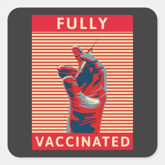 Volledig gevaccineerd vierkante sticker (Voorkant)
