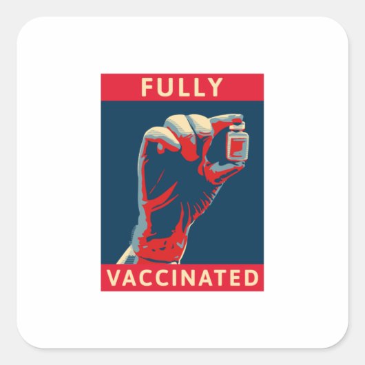 Volledig gevaccineerd vierkante sticker (Voorkant)