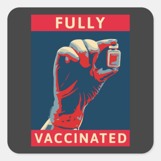 Volledig gevaccineerd vierkante sticker (Voorkant)