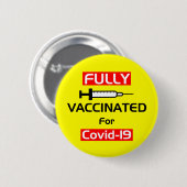 Volledig gevaccineerd voor Covid 19 geel Ronde Button 5,7 Cm (Voorkant /achterkant)