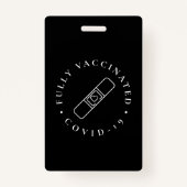 Volledig gevaccineerde Covid Lanyard Badge Zwart (Voorkant)