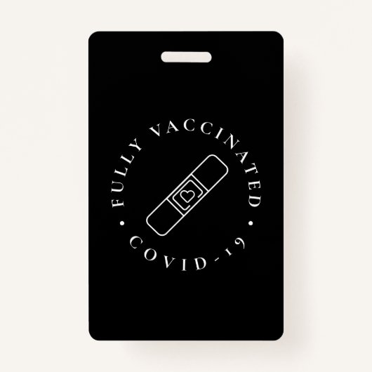 Volledig gevaccineerde Covid Lanyard Badge Zwart (Voorkant)