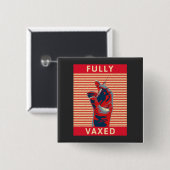 Volledig gevaccineerde sleutelhanger vierkante button 5,1 cm (Voorkant /achterkant)