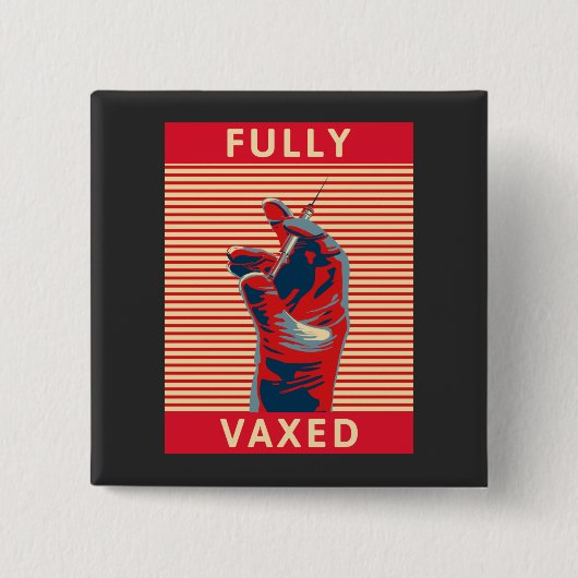Volledig gevaccineerde sleutelhanger vierkante button 5,1 cm (Voorkant)