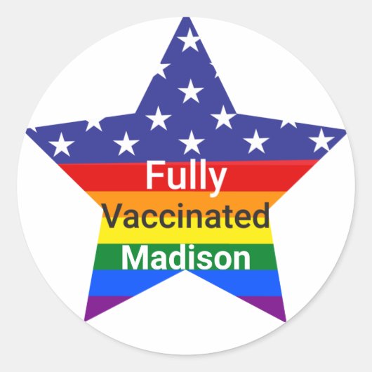 Volledig gevaccineerde ster ronde sticker (Voorkant)