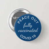 Volledig gevaccineerde vrede uit Covid Blue Ronde Button 5,7 Cm (Voorkant /achterkant)
