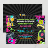 Volledig geweldige 80s Pool feestuitnodiging Kaart (Voorkant / Achterkant)