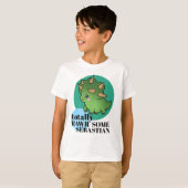 Volledig Geweldige Cute Green Dinosaur met Circles T-shirt (Voorkant volledig)